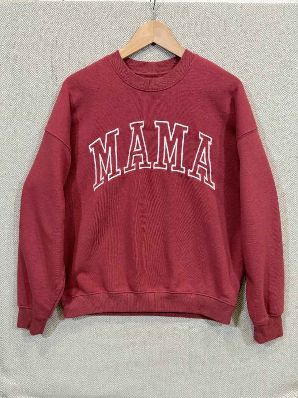 State of Mine MAMA Embroidered Crewneck Sweatshirt Red Size S